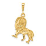 Male Lion With Mane Charm Pendant in Real 14k Yellow Gold