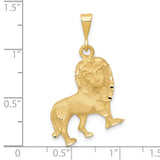Male Lion With Mane Charm Pendant in Real 14k Yellow Gold
