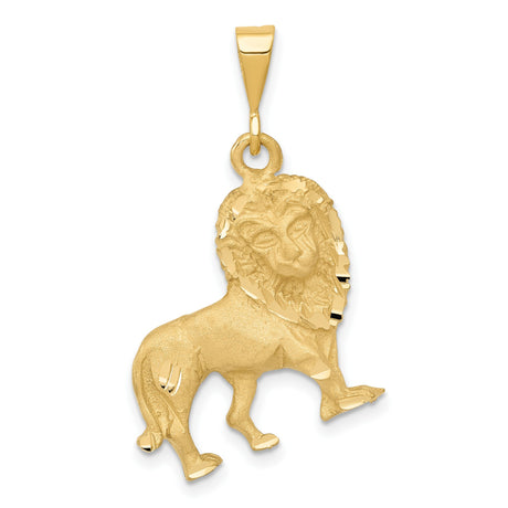 Male Lion With Mane Charm Pendant in Real 14k Yellow Gold