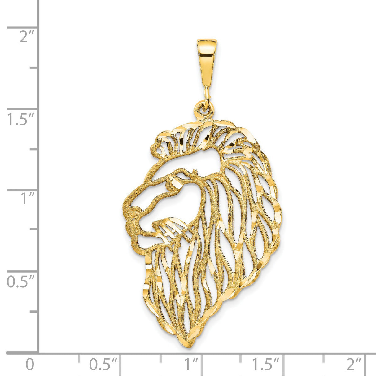 Open Filigree Male Lions Head Charm Pendant in Real 14k Yellow Gold
