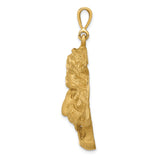 14k Yellow Gold Tiger Head Pendant, Textured Jungle Motif for Men and Unisex Wear
