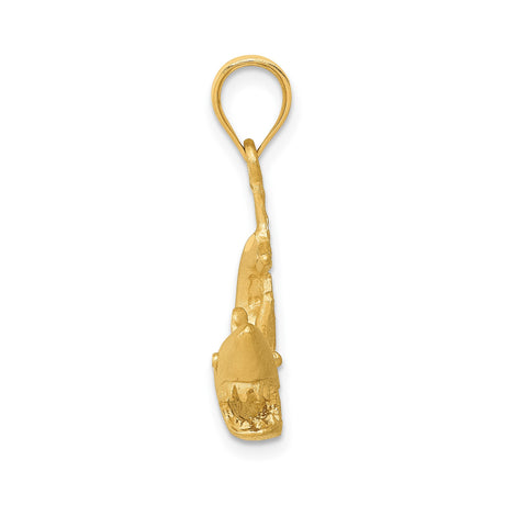 14k Yellow Gold Shark Pendant with Textured Open Mouth Design, Nautical Theme Jewelry