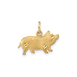 14k Yellow Gold Pig Pendant with Satin Finish, Detailed Hog Silhouette, Zodiac Talisman of Luck