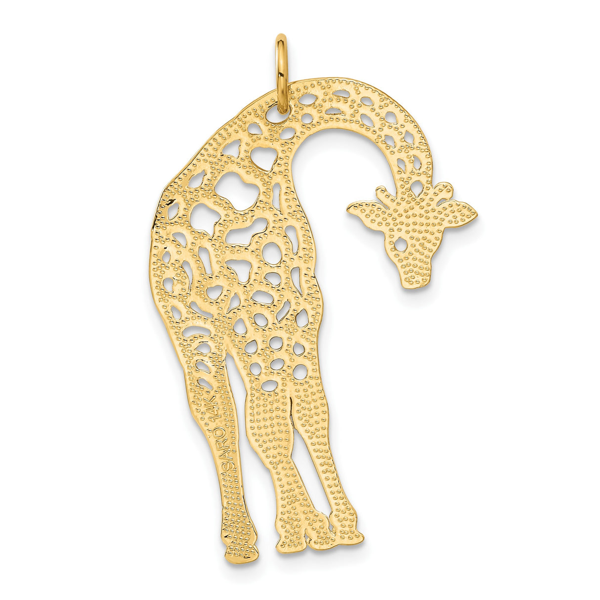 14k Yellow Gold Giraffe Pendant, Cutout Animal Charm, Safari Wildlife Design