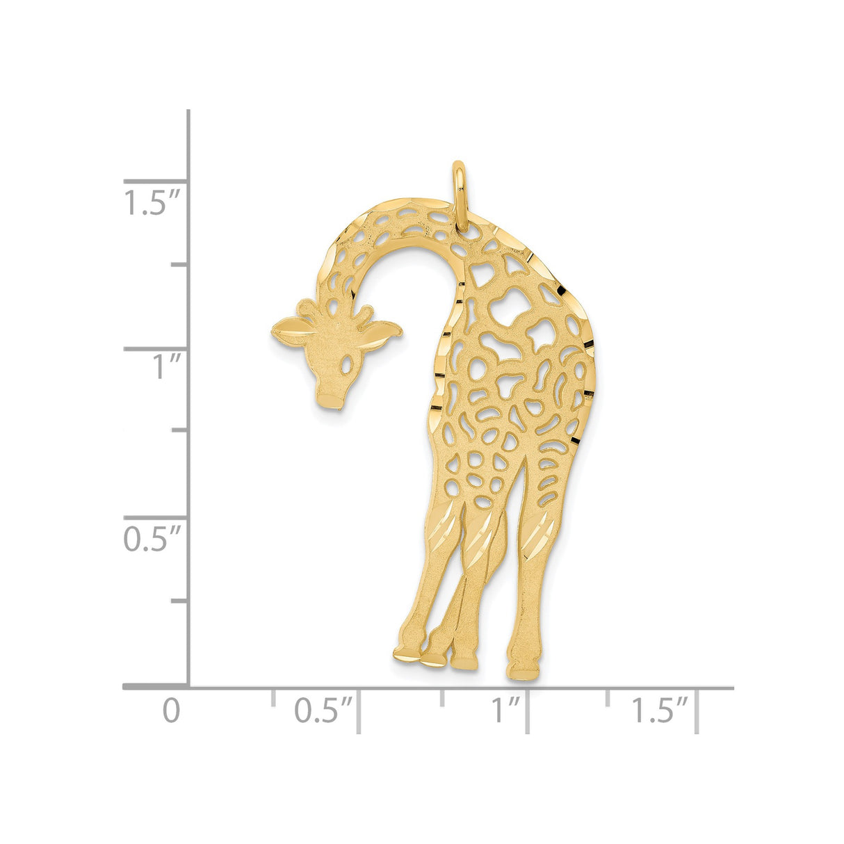 14k Yellow Gold Giraffe Pendant, Cutout Animal Charm, Safari Wildlife Design