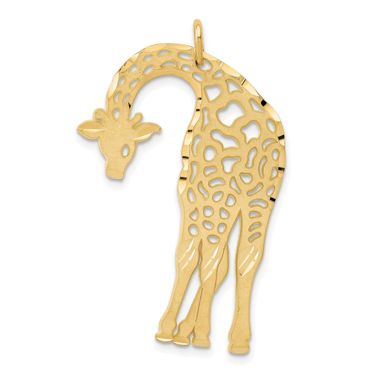14k Yellow Gold Giraffe Pendant, Cutout Animal Charm, Safari Wildlife Design