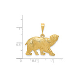 14k Yellow Gold Bear Pendant with Grizzly Design, Symbol of Strength and Wilderness
