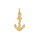 14k Yellow Gold Anchor Pendant with Textured Rope Design, Nautical Maritime Charm