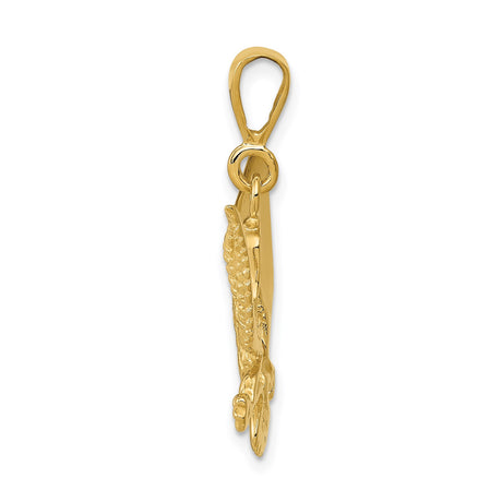 14k Yellow Gold Eagle Pendant with Detailed Spread-Wing Design, Patriotic Symbol for Men or Unisex