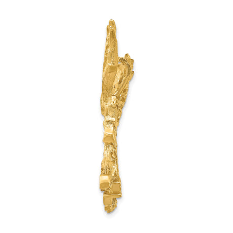 14k Yellow Gold Eagle Pendant with Outstretched Wings, Openwork Patriotic Design for Men