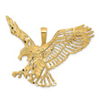 14k Yellow Gold Eagle Pendant with Outstretched Wings, Openwork Patriotic Design for Men