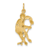 14k Yellow Gold Hockey Player Pendant, Ice Hockey Athlete in Action Charm for Men or Unisex