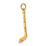14k Yellow Gold Hockey Stick with Puck Pendant, Sports Charm for Players and Fans