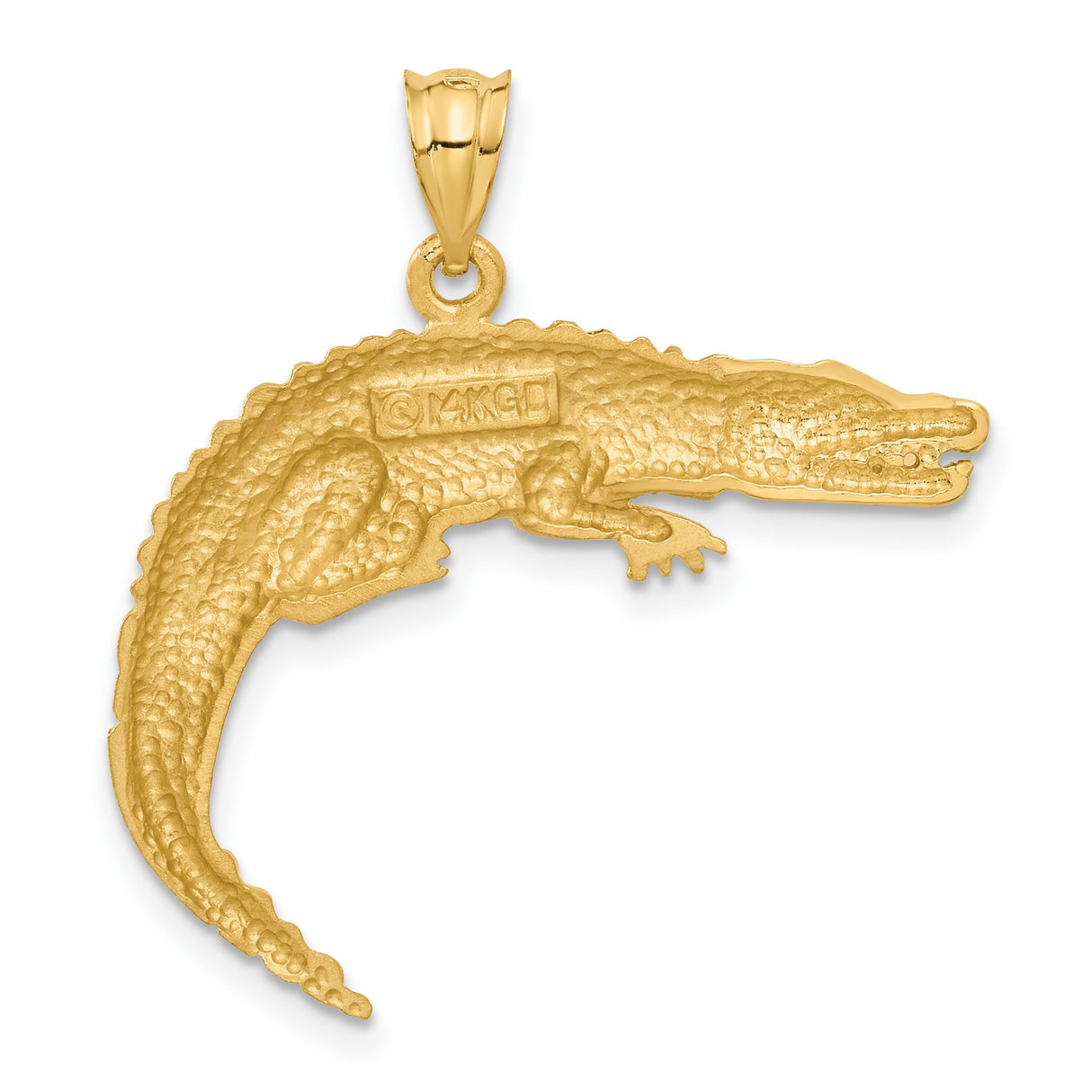 14k Yellow Gold Alligator Pendant, Detailed Crocodile Charm, Wildlife Animal Jewelry for Men or Unisex