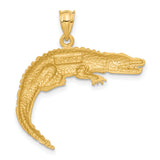 14k Yellow Gold Alligator Pendant, Detailed Crocodile Charm, Wildlife Animal Jewelry for Men or Unisex