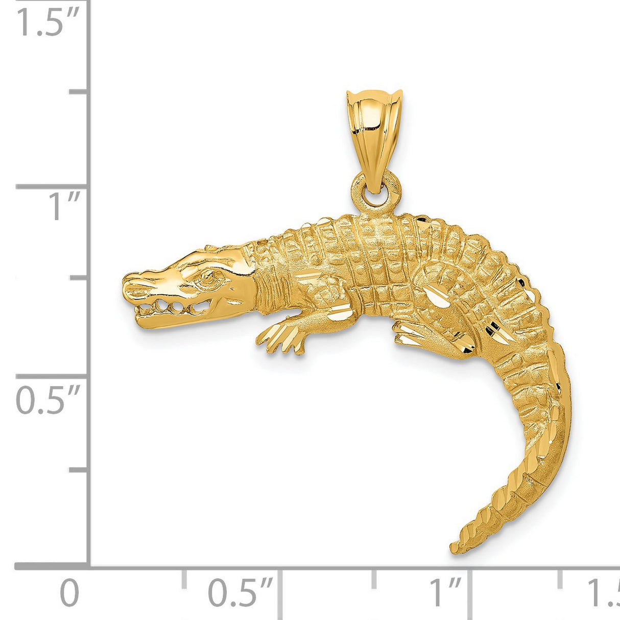 14k Yellow Gold Alligator Pendant, Detailed Crocodile Charm, Wildlife Animal Jewelry for Men or Unisex