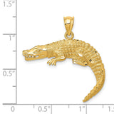 14k Yellow Gold Alligator Pendant, Detailed Crocodile Charm, Wildlife Animal Jewelry for Men or Unisex