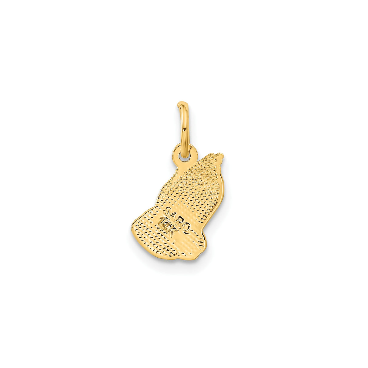 14k Yellow Gold Praying Hands Pendant, Religious Christian Charm for Women or Unisex Wear