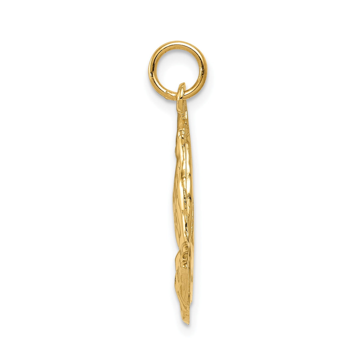 14k Yellow Gold Praying Hands Pendant, Religious Christian Charm for Men and Women