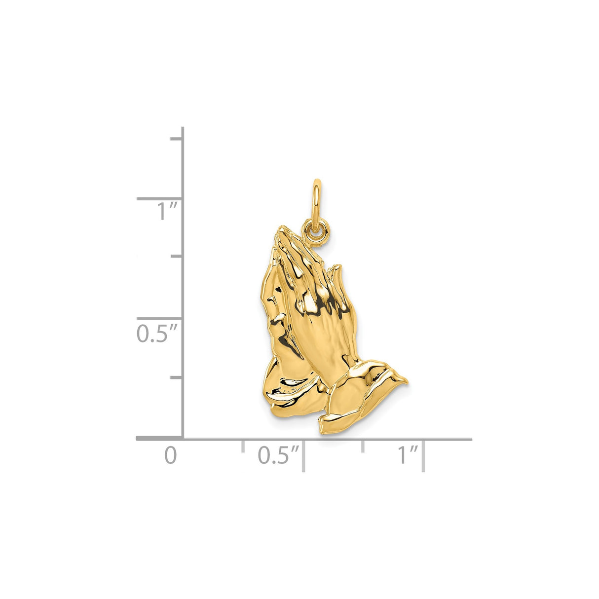 14k Yellow Gold Praying Hands Pendant, Religious Christian Charm for Men and Women