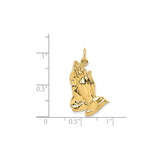 14k Yellow Gold Praying Hands Pendant, Religious Christian Charm for Men and Women