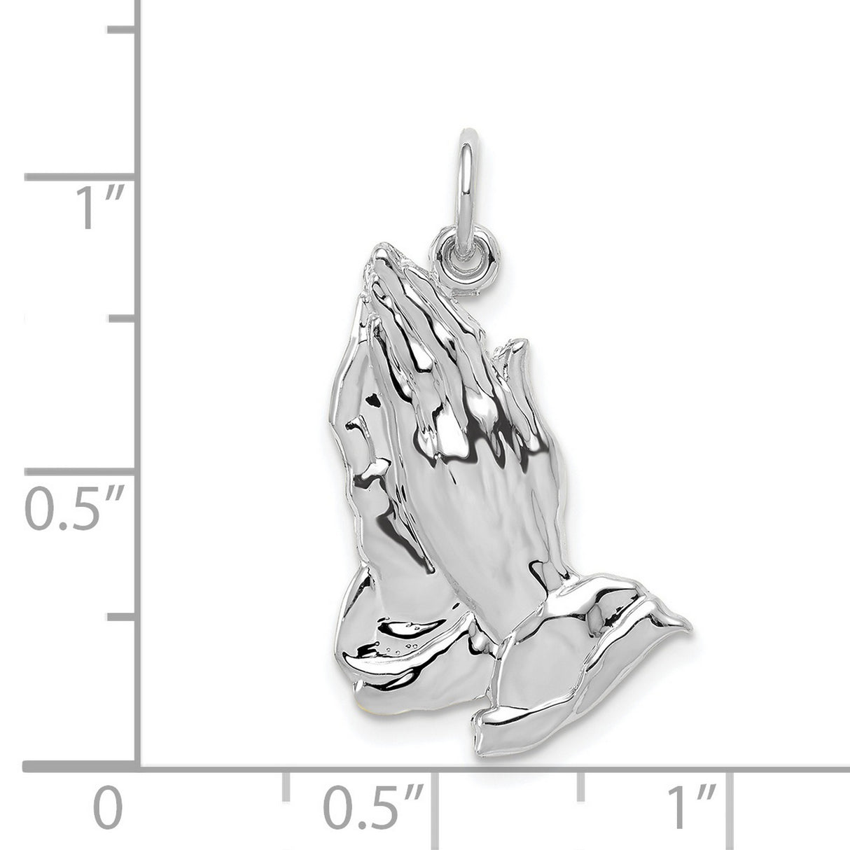 14k White Gold Praying Hands Pendant, Christian Religious Charm for Men or Women