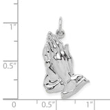 14k White Gold Praying Hands Pendant, Christian Religious Charm for Men or Women