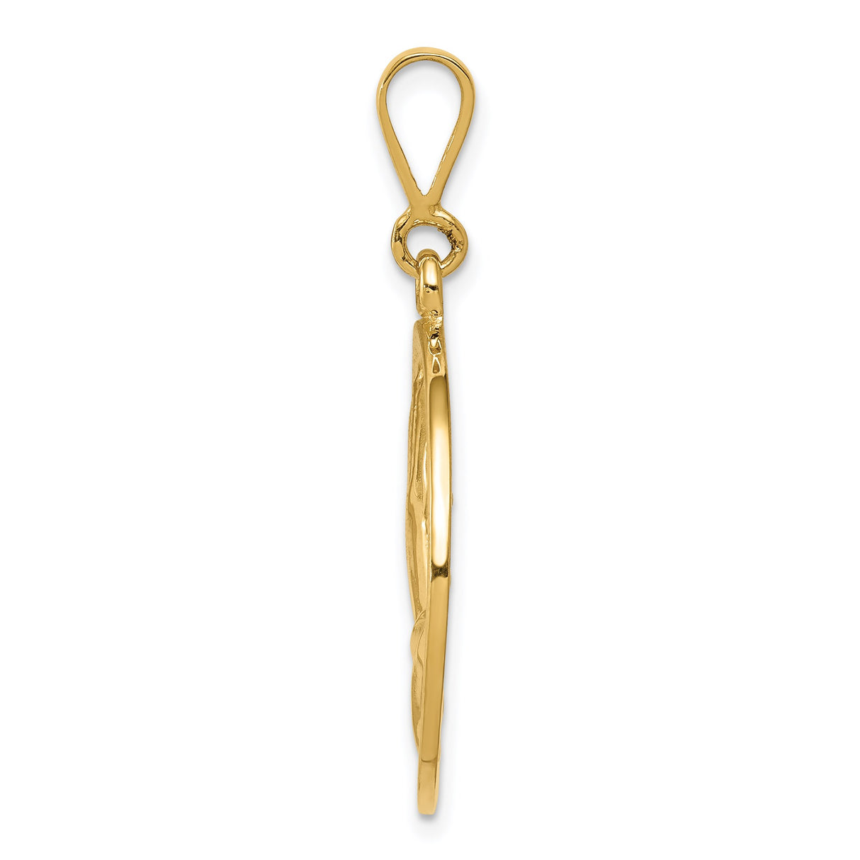 14k Yellow Gold Pendant with Raised Praying Hands, Christian Religious Charm for Men and Women