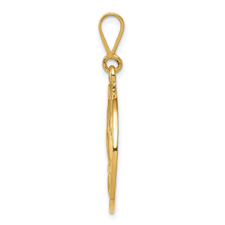14k Yellow Gold Pendant with Raised Praying Hands, Christian Religious Charm for Men and Women
