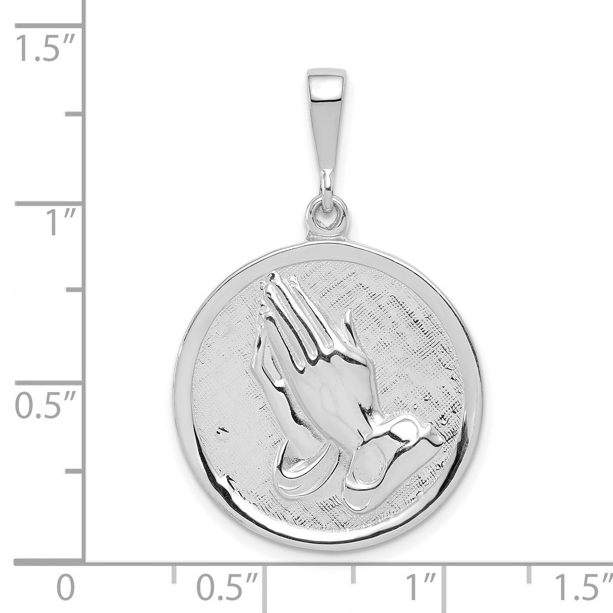14k White Gold Praying Hands Pendant, Religious Symbol, Christian Faith Charm