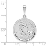 14k White Gold Praying Hands Pendant, Religious Symbol, Christian Faith Charm
