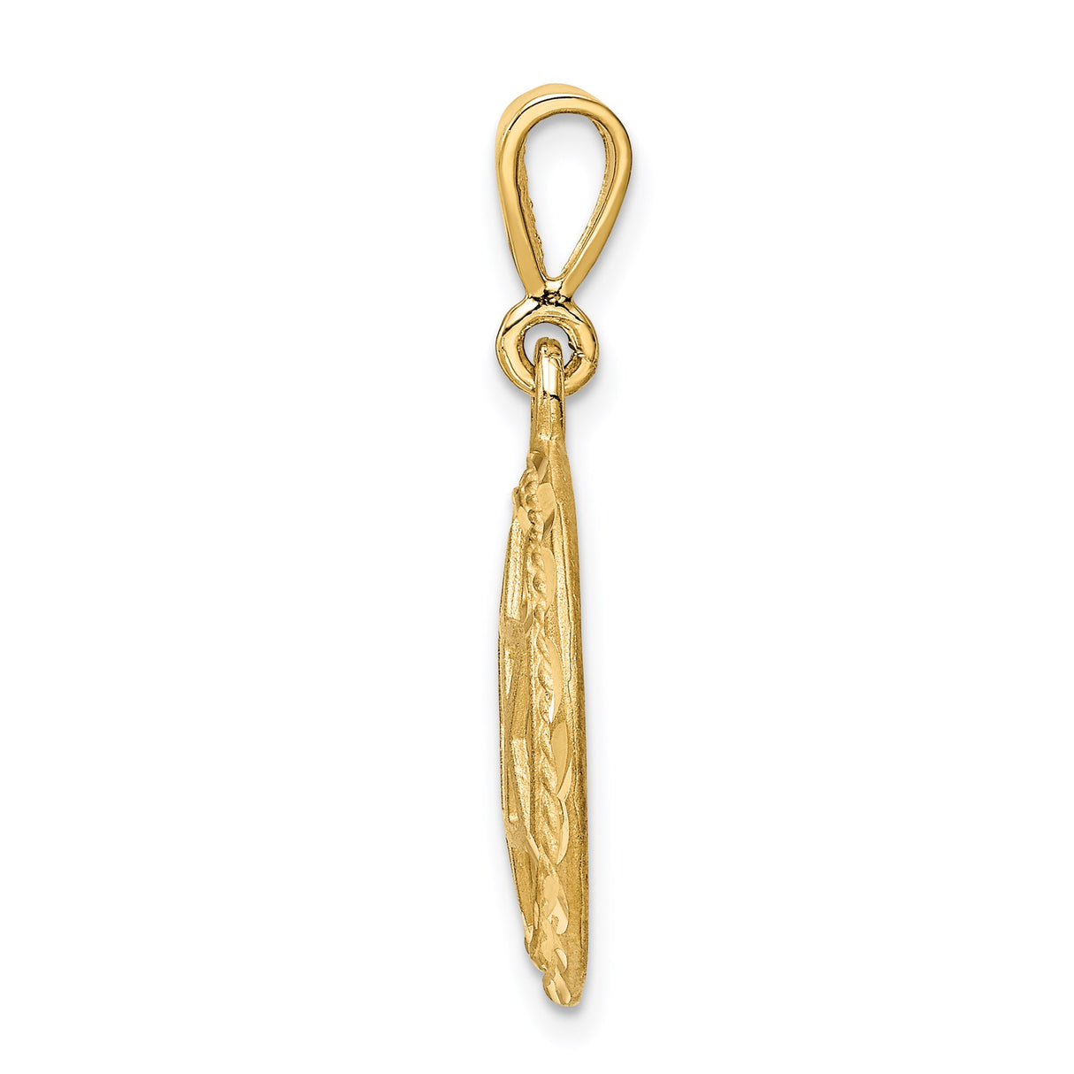 14k Yellow Gold Star of David Pendant with Textured Circular Openwork Frame