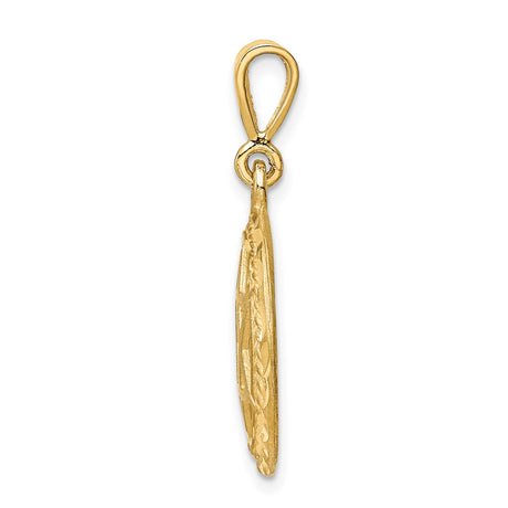 14k Yellow Gold Star of David Pendant with Textured Circular Openwork Frame