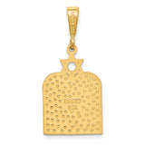 14k Yellow Gold Pendant with Star of David and Ten Commandments Hebrew Engraving