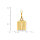 14k Yellow Gold Pendant with Star of David and Ten Commandments Hebrew Engraving