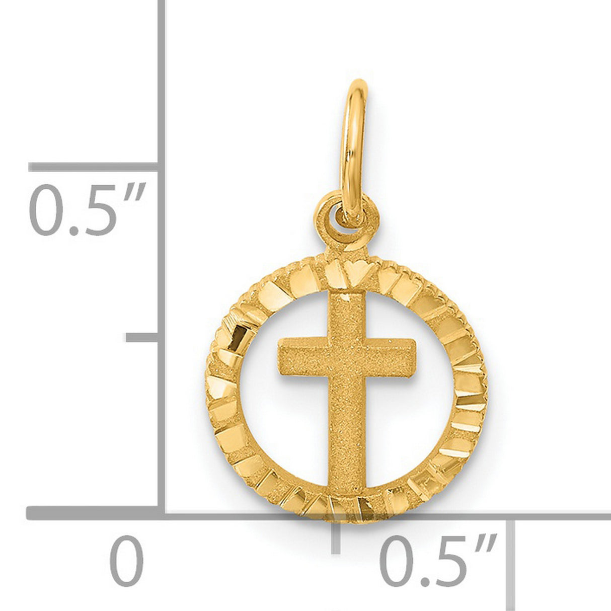 Eternal Life Cross Charm Pendant in Real 14k Yellow Gold