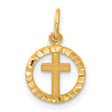 Eternal Life Cross Charm Pendant in Real 14k Yellow Gold