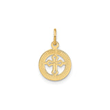14k Yellow Gold Cross Pendant with Crucifix and Eternal Life Symbol, Textured Vintage Design