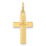 Diamond-Cut Latin Cross Charm Pendant in Real 14k Yellow Gold