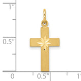 Diamond-Cut Latin Cross Charm Pendant in Real 14k Yellow Gold