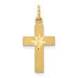 Diamond-Cut Latin Cross Charm Pendant in Real 14k Yellow Gold