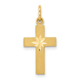 Diamond-Cut Latin Cross Charm Pendant in Real 14k Yellow Gold