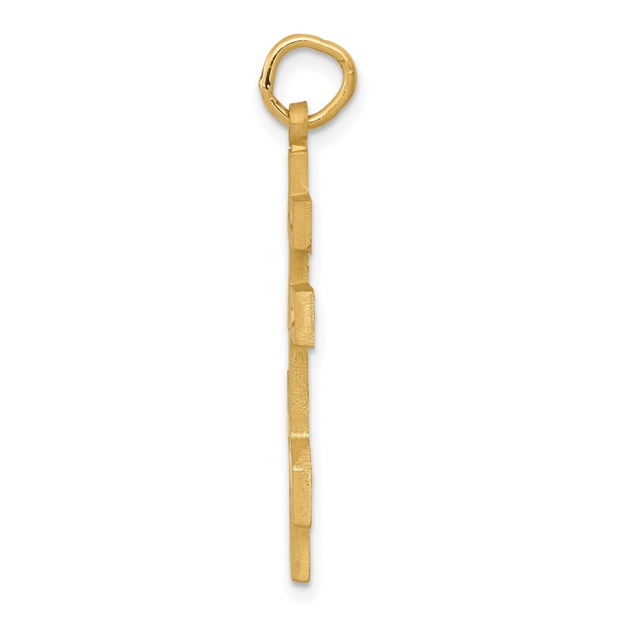 14k Yellow Gold Orthodox Cross Pendant with Diamond Cut Leaf Design