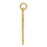 14k Yellow Gold Orthodox Cross Pendant with Diamond Cut Leaf Design