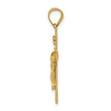 INRI Latin Crucifix Charm Pendant in Real 14k Yellow Gold