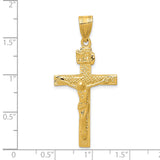 INRI Latin Crucifix Charm Pendant in Real 14k Yellow Gold