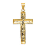 14k Yellow Gold Crucifix Pendant with Jesus on Cross and INRI Inscription Religious Charm