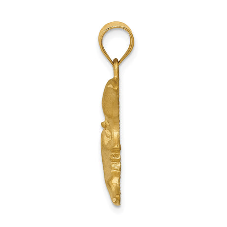 14k Yellow Gold Crescent Moon Face Pendant with Stars, Celestial Lunar Charm for Women or Unisex Wear