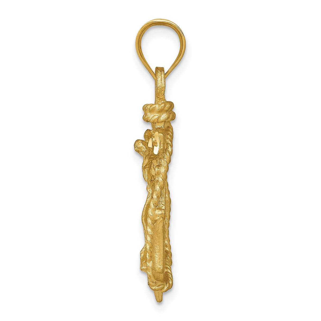 14k Yellow Gold Cross Pendant with Anchor Crucifix and Nautical Rope Design