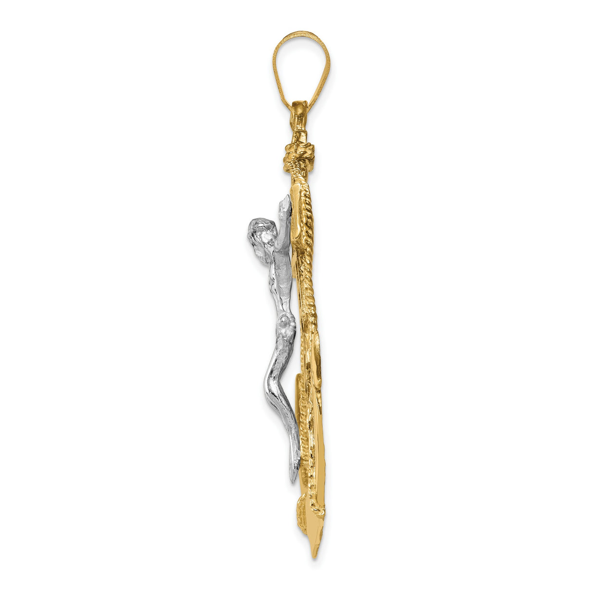 Mariners Crucifix Charm Pendant in Real 14k Multi-Tone Gold